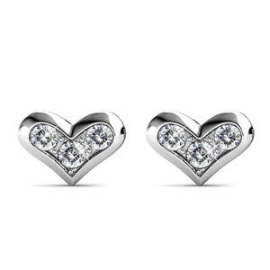 Silver Heart Australian Crystal Stud Earrings Jewelry‎ For Her